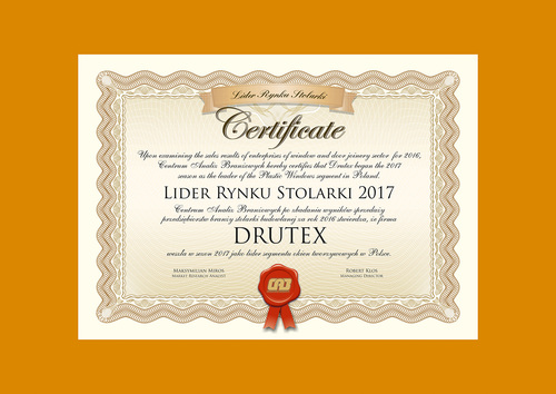 prestiżowy tytuł "Lidera Rynku Stolarki" otrzymał Drutex